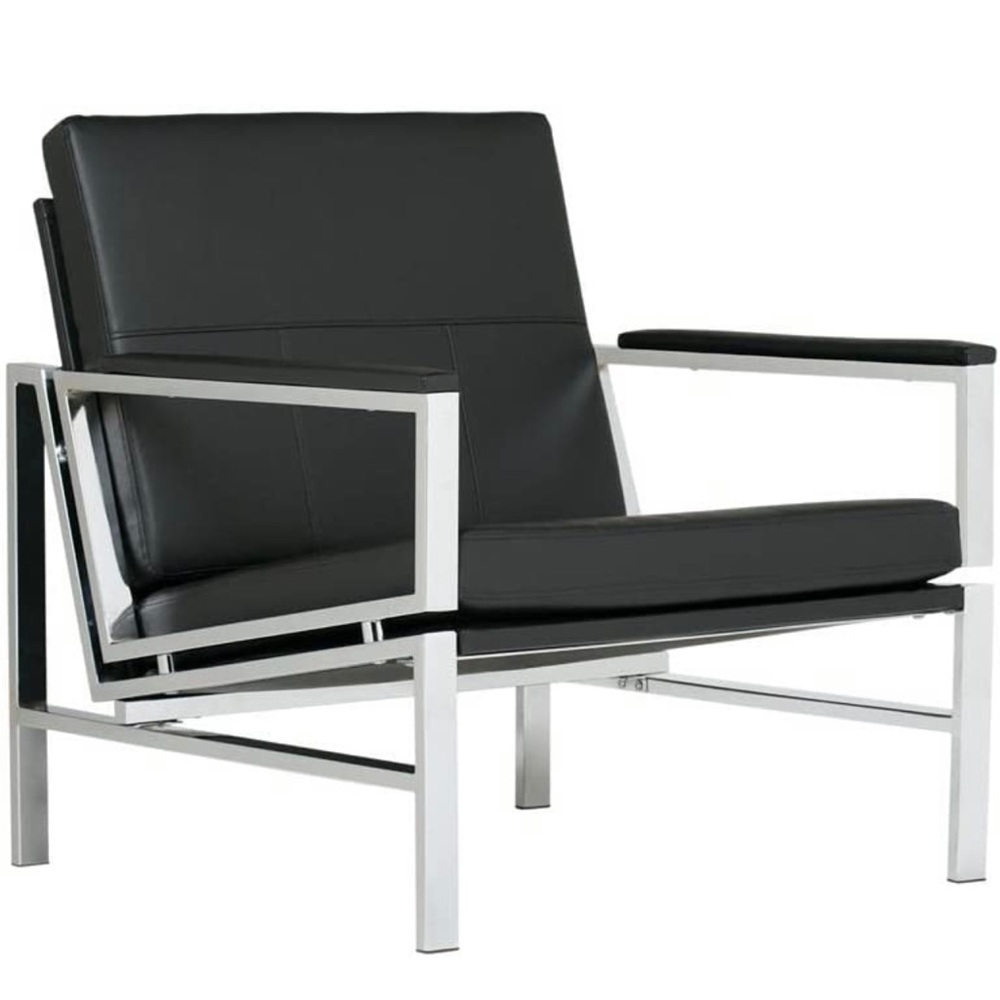 Set of 2 Black Leather Chairs